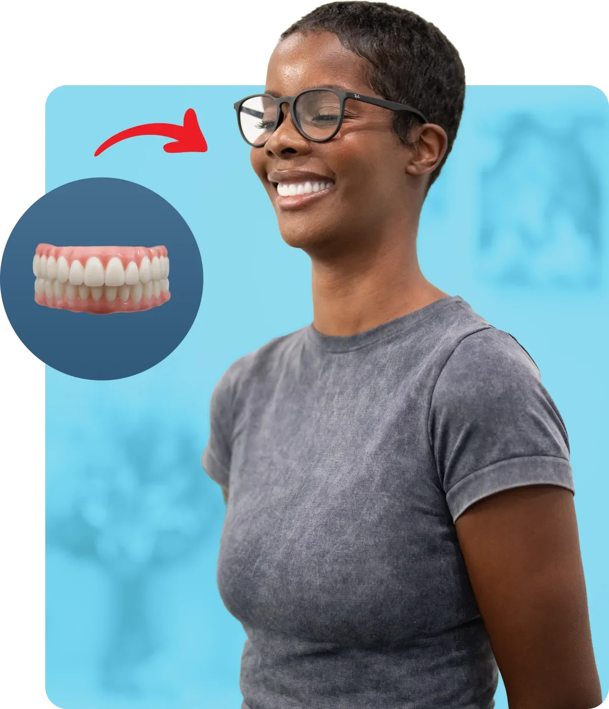 Cementless dental implant patient at Texas Implant Specialists Plano - screw-free technology